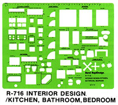 Berol Rapidesign Template R-716 Interior Design Kitchen Bathroom Bedroom 