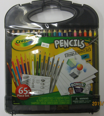 CRAYOLA 65 PIECE DESIGN & SKETCH SET COLORED & GRAPHITE PENCILS IN STORAGE  CASE